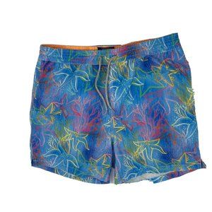 Michael's Men's Swim Trunks Shorts Blue Coral Star Fish Liner Large